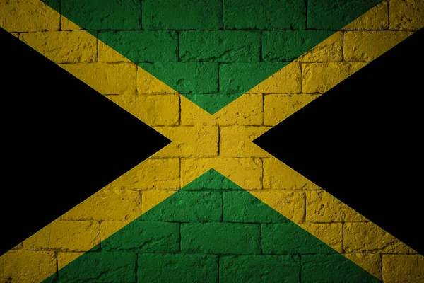 Flag Original Proportions Closeup Grunge Flag Jamaica — Stock Photo, Image