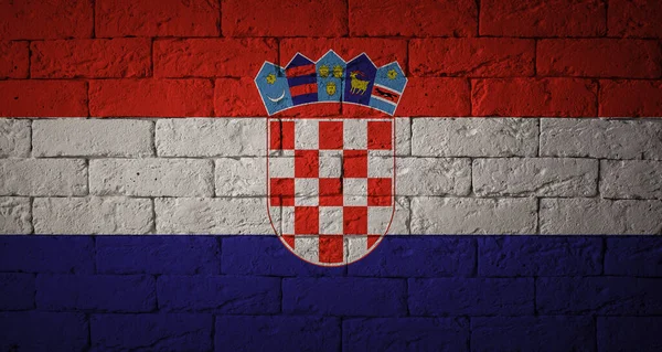 该标志与原始比例 Grunge 国旗的克罗地亚的特写 — 图库照片