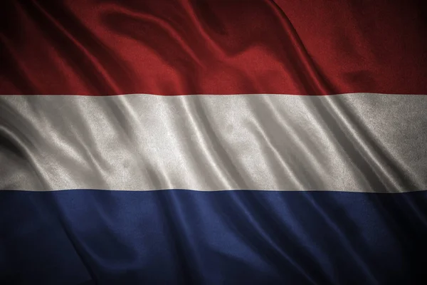 Flaga Oryginalnych Proporcji Zbliżenie Grunge Pod Banderą Niderlandów — Zdjęcie stockowe