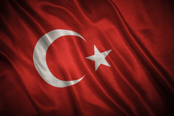 Flag Original Proportions Closeup Grunge Flag Turkey — Stock Photo, Image