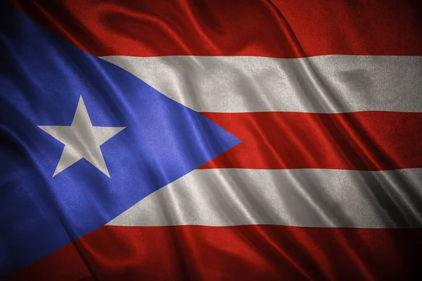 Bandera Con Proporciones Originales Primer Plano Bandera Grunge Puerto Rico — Foto de Stock