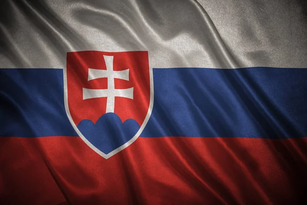 该标志与原始比例 斯洛伐克 Grunge 国旗的特写 — 图库照片