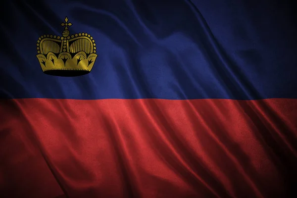 Flaga Oryginalnych Proporcji Zbliżenie Grunge Flaga Liechtensteinu — Zdjęcie stockowe
