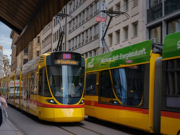 Basel Switzerland July 2022 Public Transport City Green Tram Street — Stockfoto