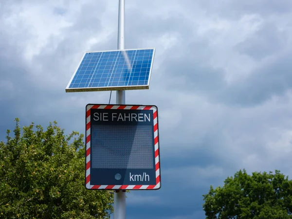 Basel Switzerland July 2022 Speed Sign Solar Powered Display Going — Foto de Stock