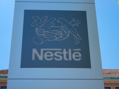 Basel, Switzerland - July 8 2022: Nestle sign Nestle S.A. is a Swiss transnational company founded in 1866 and the largest food company in the world.