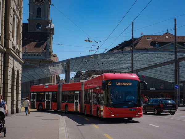 Bern Switzerland July 2022 Public Transport City Red Bus Bern — Fotografia de Stock