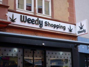 Basel, Switzerland - July 4 2022: Canabis Shop Weedy Shopping which provides lot of stuff based on marijuana