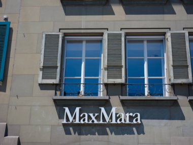 Bern, Switzerland - July 4 2022: Signboard of MaxMara store. Italian fashion business MAXMARA is selling products in 90 countries