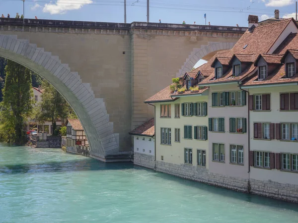 Utazás Bernbe Svájcba Nyáron Aare Folyó Látképe — Stock Fotó