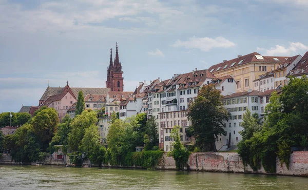 Bâtiments Dans Centre Ville Bâle Rhin Suisse Riverside Ville Suisse — Photo