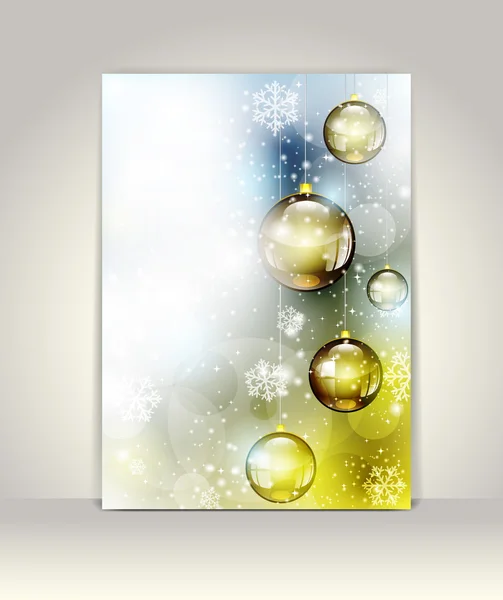 Carte de vœux de Noël avec boules de verre — Image vectorielle