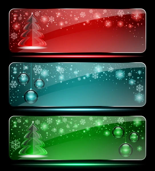 Sada vánočních skla bannery — Stockový vektor