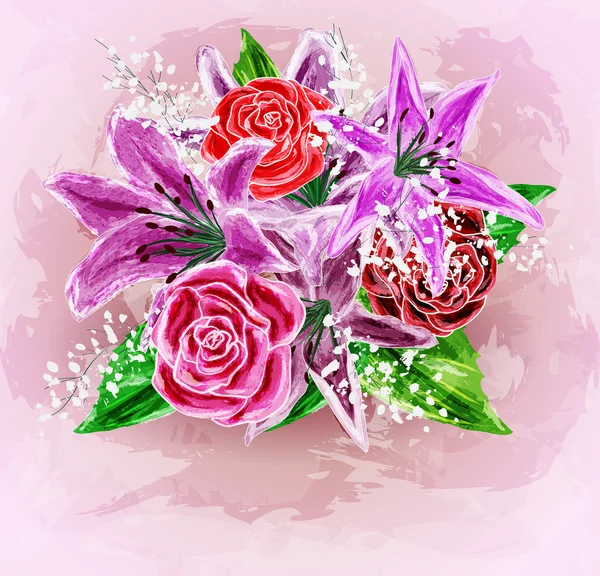Fondo de flores pintadas, ilustración vectorial — Vector de stock