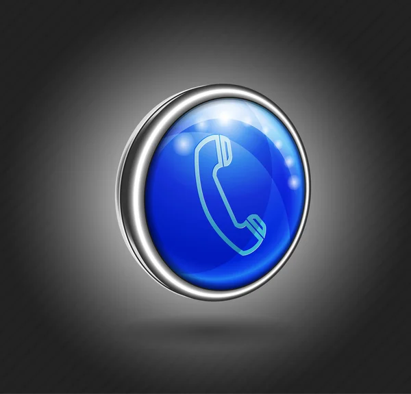 3d icon blue glass with metal shell, phone — Stock Vector