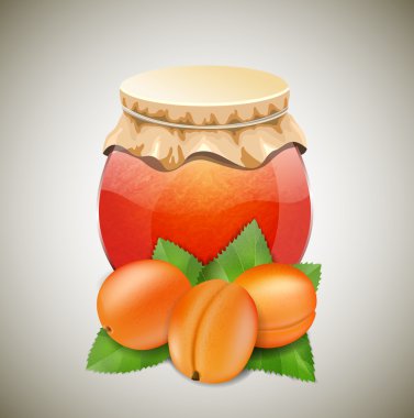 aprikots ile reçel kavanoz ve bırakın