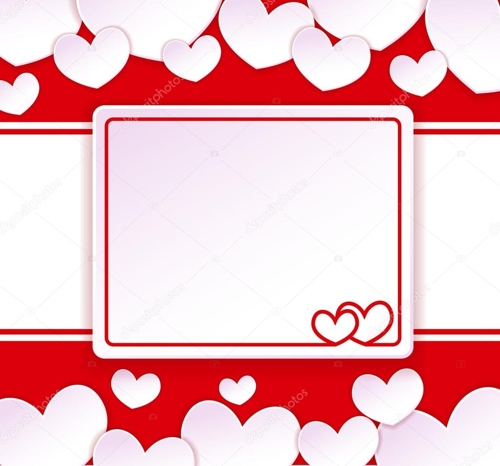 Paper banner with two hearts on the background with paper hearts