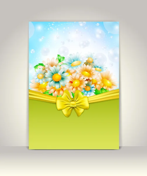 Carte d'invitation avec fleurs de printemps — Image vectorielle