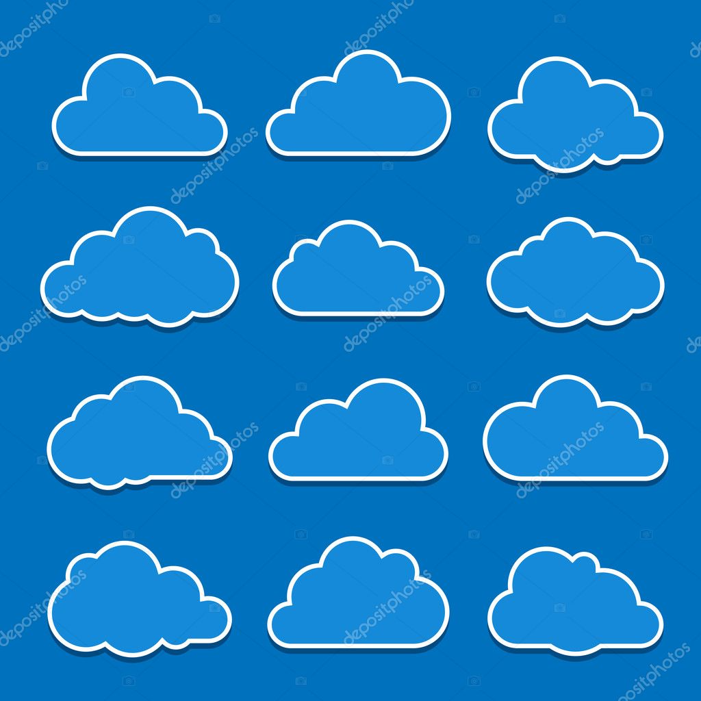 Collection of cloud icons. Vector illustration