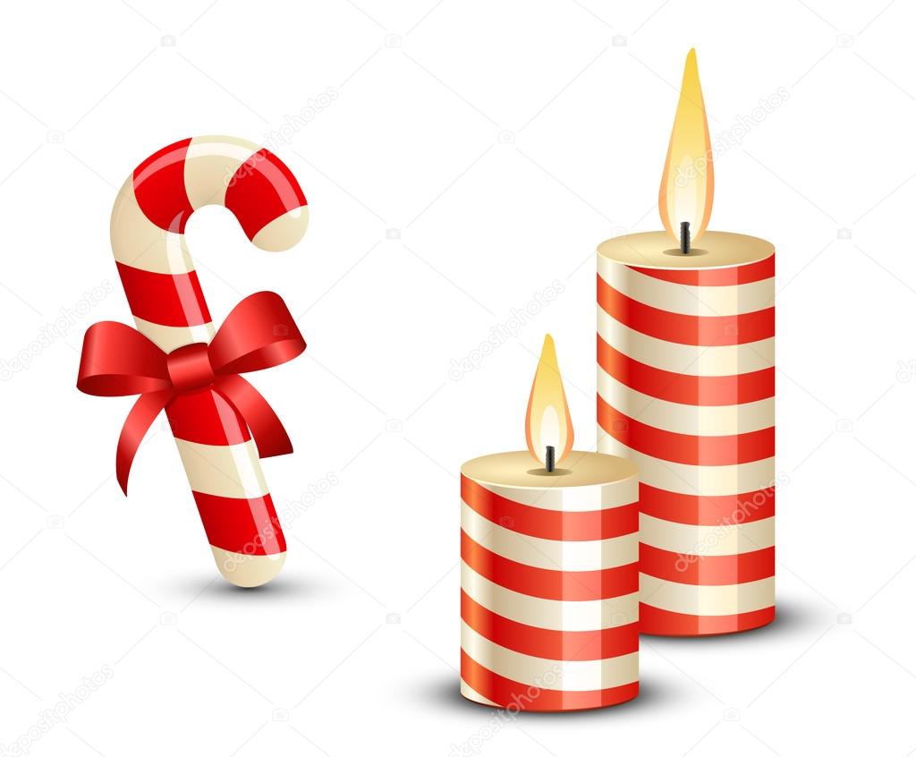 Christmas Candy Cane and Candles