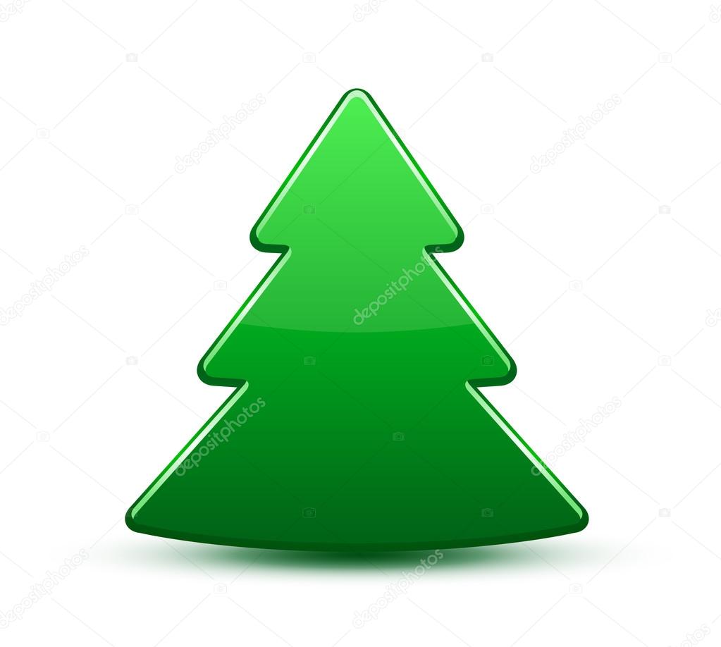Christmas tree icon. Glossy plastic tree icon