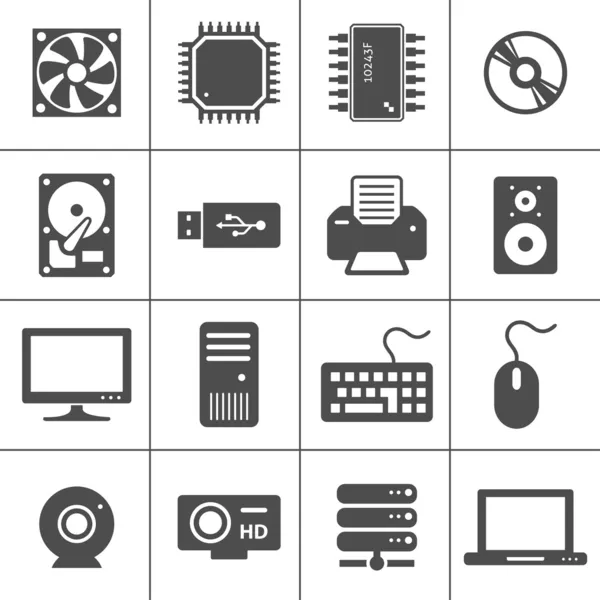 Computer Hardware Icons — Stock Vector