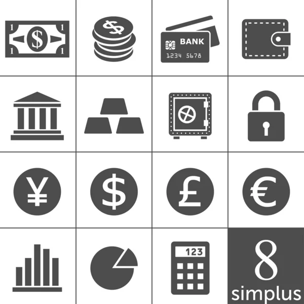 Conjunto de iconos financieros - Serie Simplus — Vector de stock