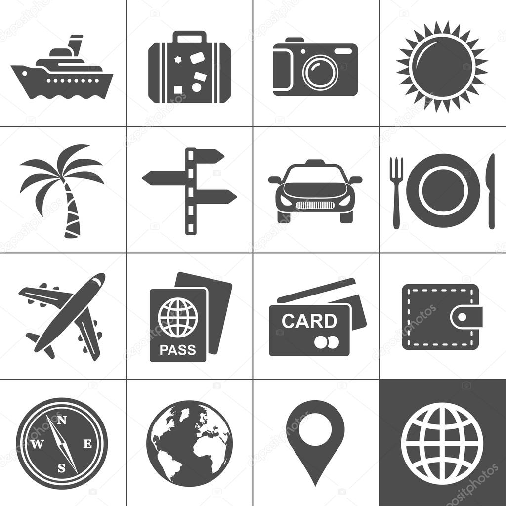 Travel and tourism icon set. Simplus series