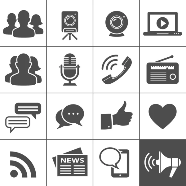 Iconos de medios y redes sociales — Vector de stock