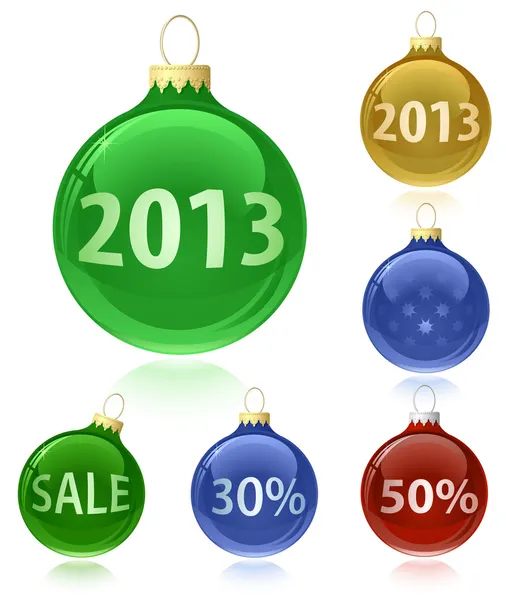 Bolas de Navidad con etiquetas de venta - 2013 — Vector de stock