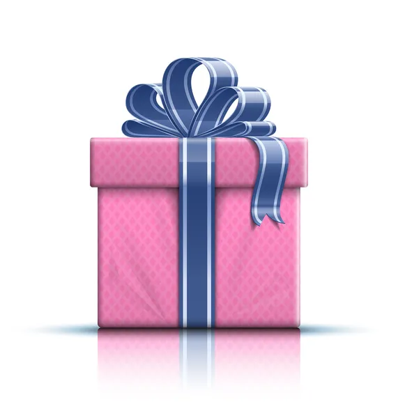 Caja de regalo rosa con cinta y lazo — Vector de stock