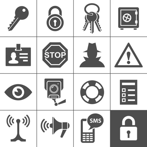 Security and warning icons. Simplus series — Stock Vector