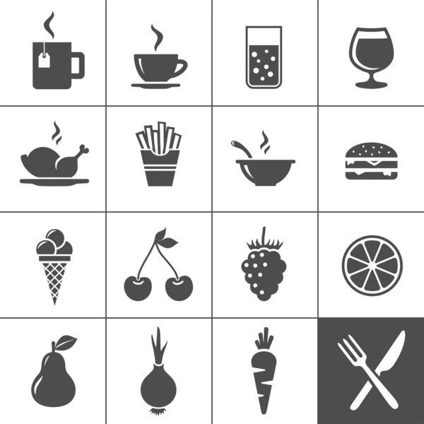 Conjunto de iconos de alimentos y bebidas. Serie Simplus — Vector de stock