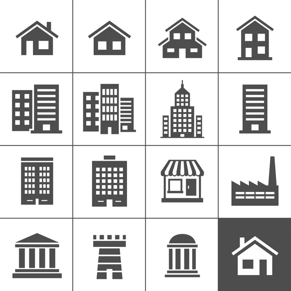 Iconos de edificios — Vector de stock