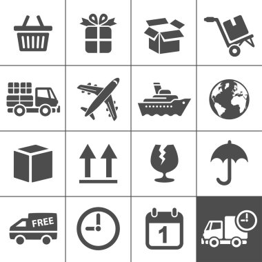 Logistics icons set. Simplus series