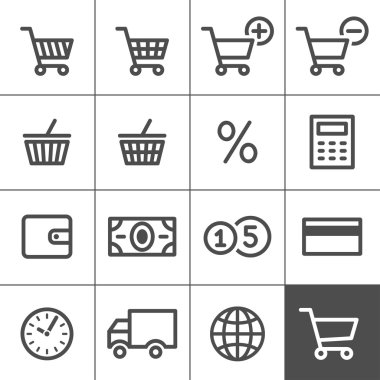 Shopping icons set - Simplines series clipart