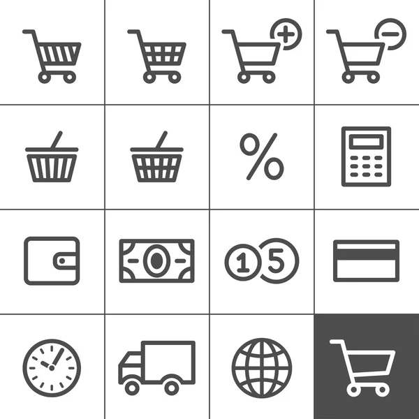 Winkelen iconen set - simplines serie — Stockvector