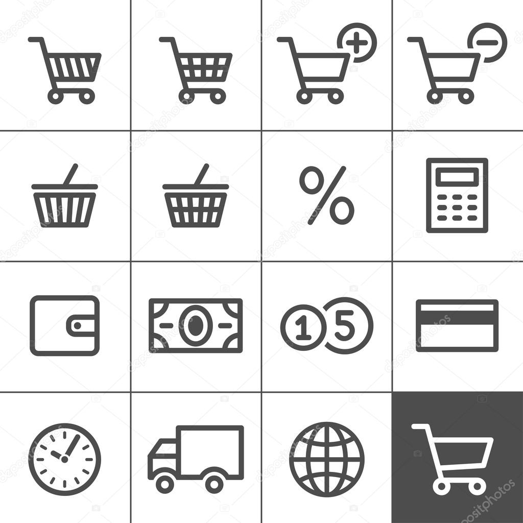 Shopping icons set - Simplines series