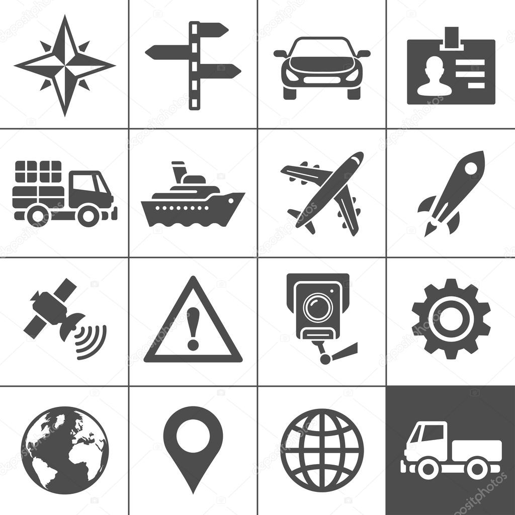 Transportation icons set. Simplus series