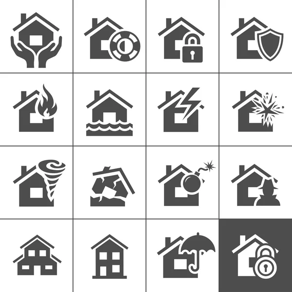 Iconos de seguro de propiedad — Archivo Imágenes Vectoriales