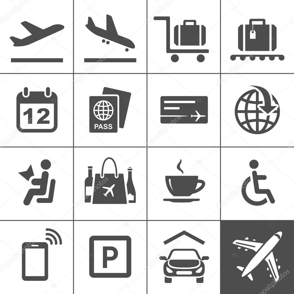 Universal airport and air travel icons