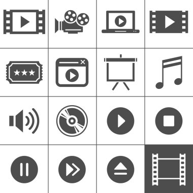 Video and cinema icon set clipart