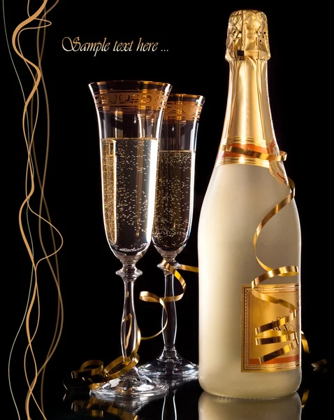 Pohár üveg pezsgő — Stock Fotó