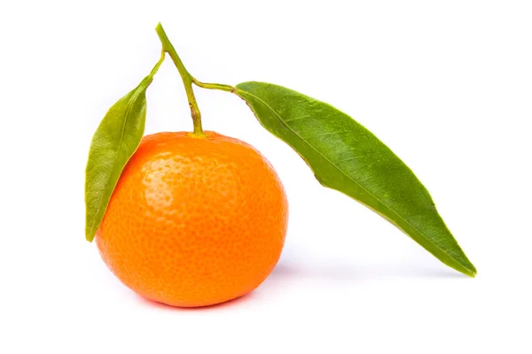 Mandarino con segmenti su sfondo bianco — Foto Stock