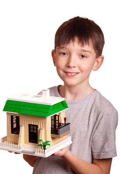 Boy with house — Stock Photo, Image