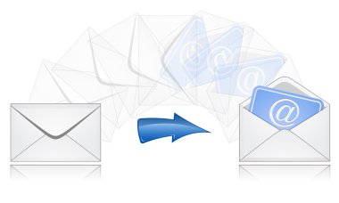 The process of mail sending. E-mail. clipart
