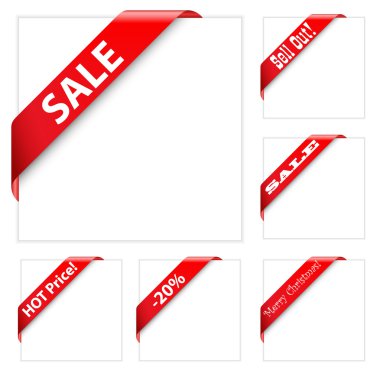 Collection of red corner ribbons clipart