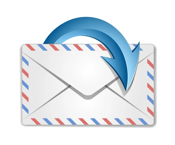 Mail envelop en blauw cirkelvormige pijl — Stockvector