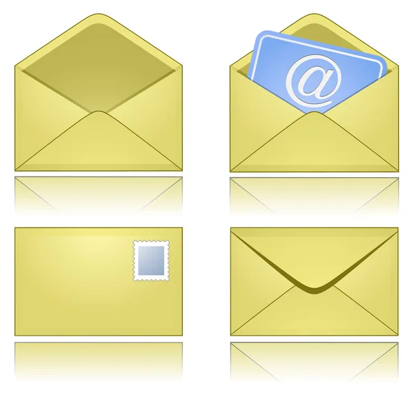 反射と黄色メール封筒 — ストックベクタ