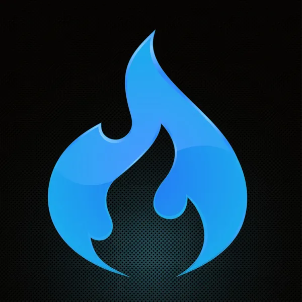 Vector Ilustración del fuego azul (gas natural) sobre fondo abstracto de rejilla — Vector de stock